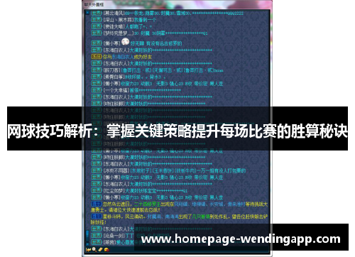 网球技巧解析:掌握关键策略提升每场比赛的胜算秘诀 网球技巧解析:掌握关键策略提升每场比赛的胜算秘诀